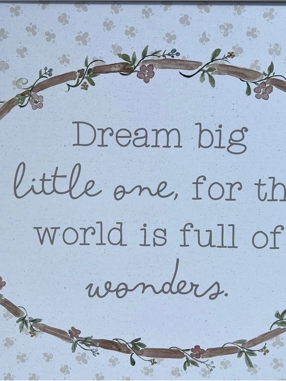Dream Big Little One Wall Art Blush Floral Little Girls Bedroom or Nursery Print